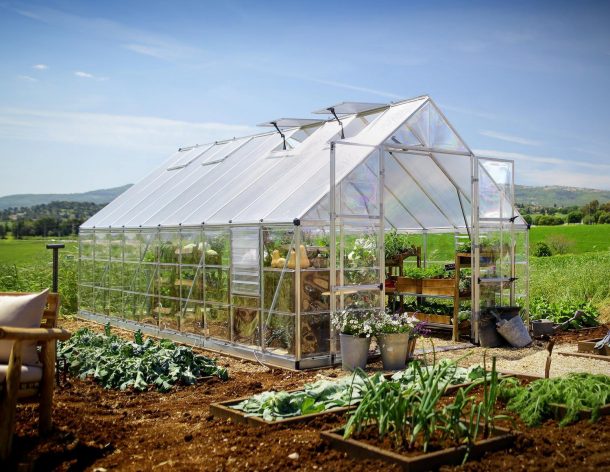 Balance Aluminium Frame 10ft x 20ft Polycarbonate Greenhouse Kit - Silver - Canopia by Palram 