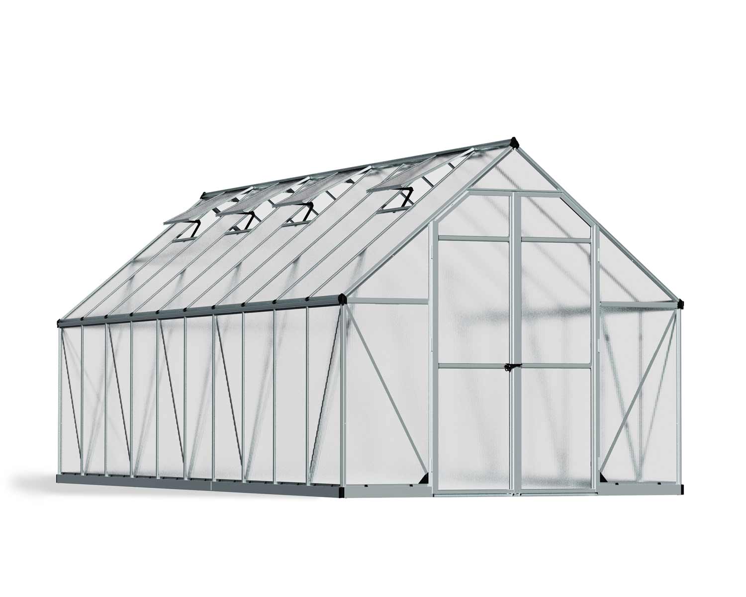 Palram Canopia Essence 8 ft. x 20 ft. Greenhouse Kit - Silver Structure & Twin Wall Panels