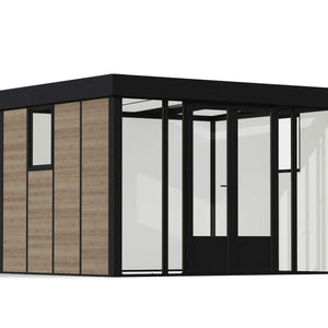 Palram Canopia Copenhagen 10 ft. x 12 ft. Garden Office Kit - Black Structure & Clear Glazing