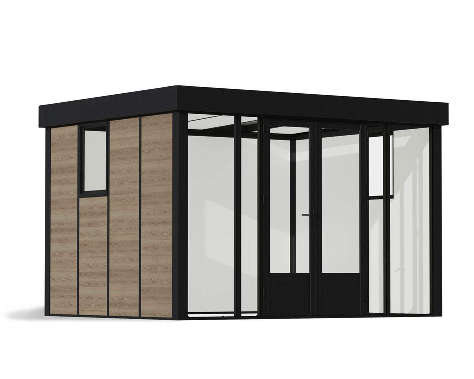 Palram Canopia Copenhagen 10 ft. x 12 ft. Garden Office Kit - Black Structure & Clear Glazing