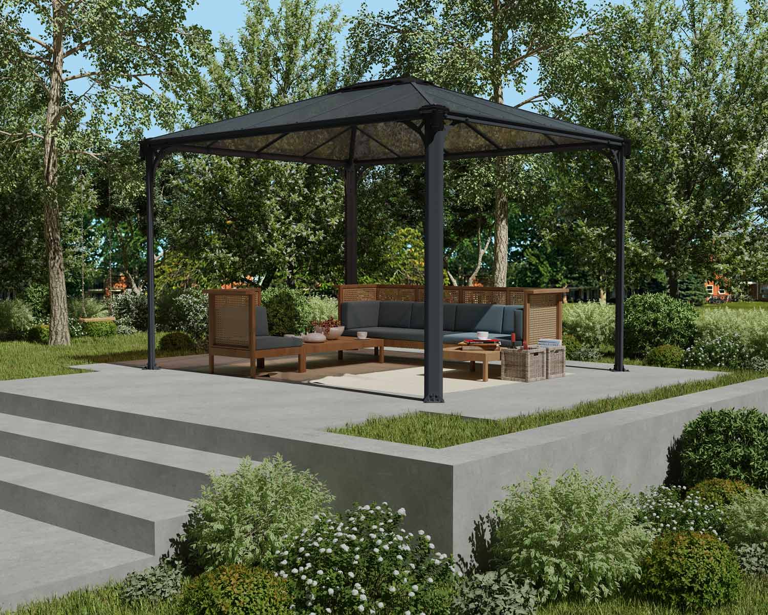 Martinique 3600 Rectangular Aluminium Grey Gazebo & Pergola - Canopia by Palram
