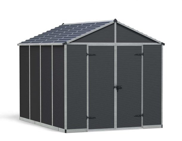 Rubicon 8 x 10 Plastic Apex Garden Shed With Floor - Dark Grey - Canopia by Palram