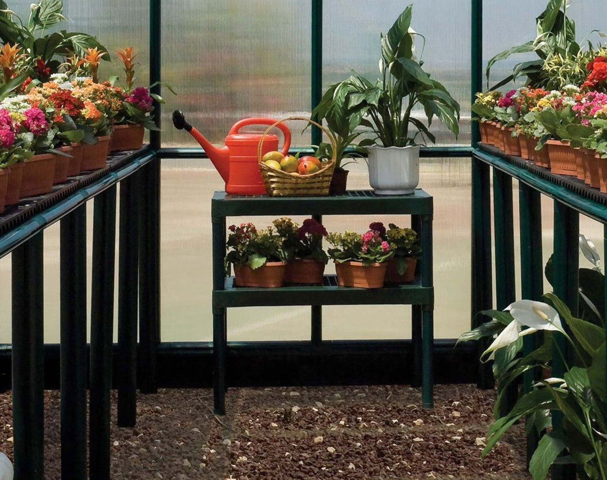 Rion 2 Tier Staging Greenhouse Bench in Green - Canopia By Palram