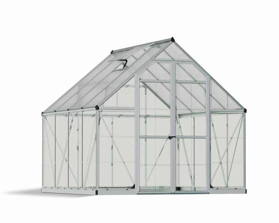 Balance Aluminium Frame 8ft x 8 ft Polycarbonate Greenhouse in Silver - Canopia by Palram