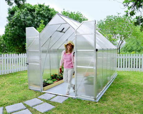 Palram Canopia Essence 8 ft. x 16 ft. Greenhouse Kit - Silver Structure & Twin Wall Panels