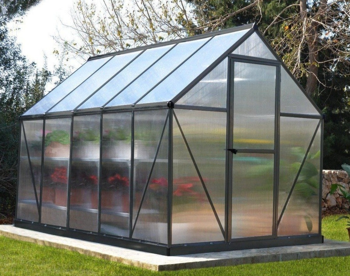 Palram Canopia Mythos 6x10 Grey Greenhouse with Twin wall panels