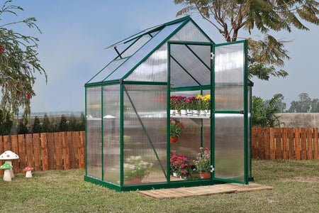 Mythos Aluminium Frame 6ft x 4ft Polycarbonate Greenhouse in Green - Canopia by Palram