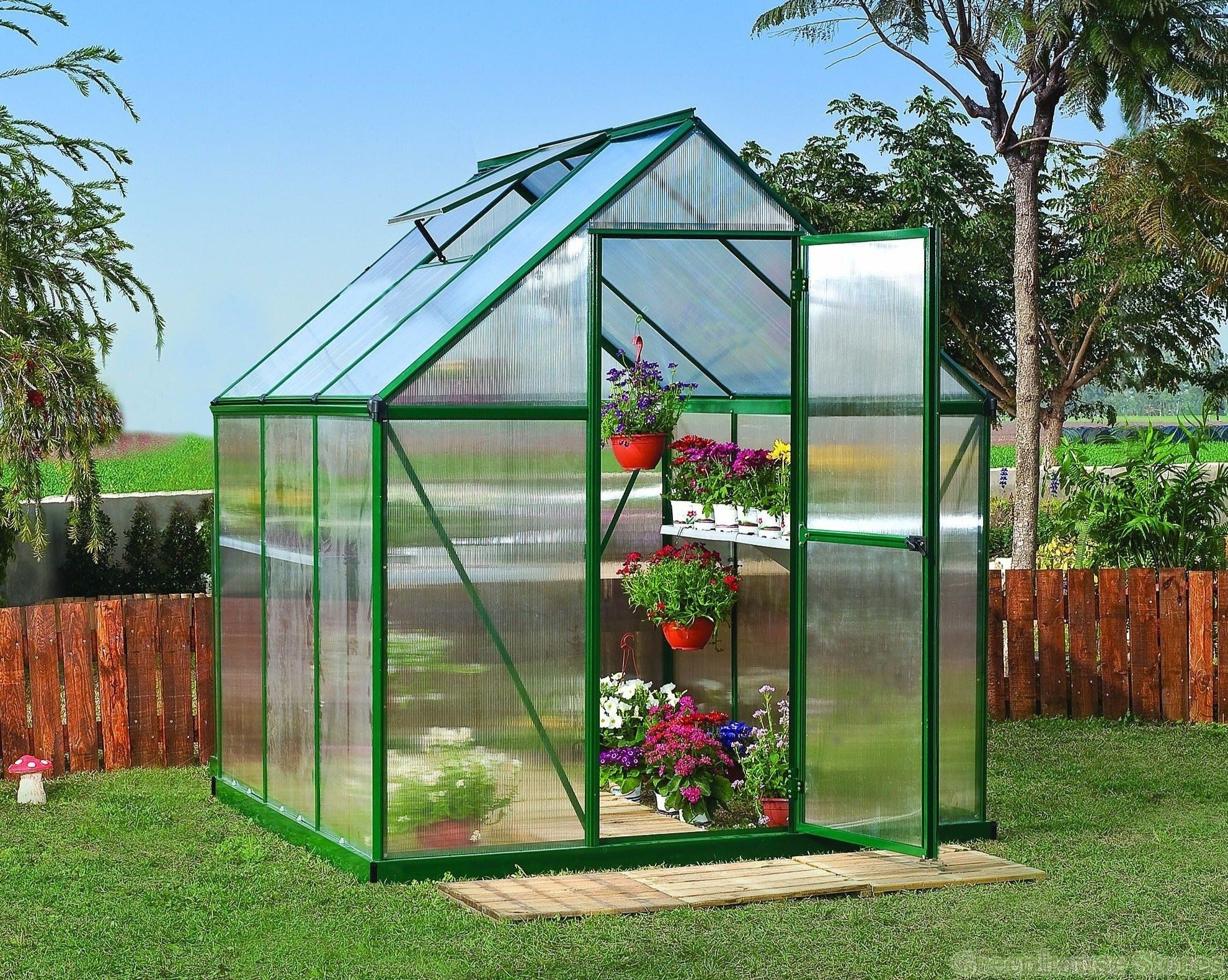 Mythos Aluminium Frame 6ft x 6ft Green Polycarbonate Greenhouse - Canopia by Palram