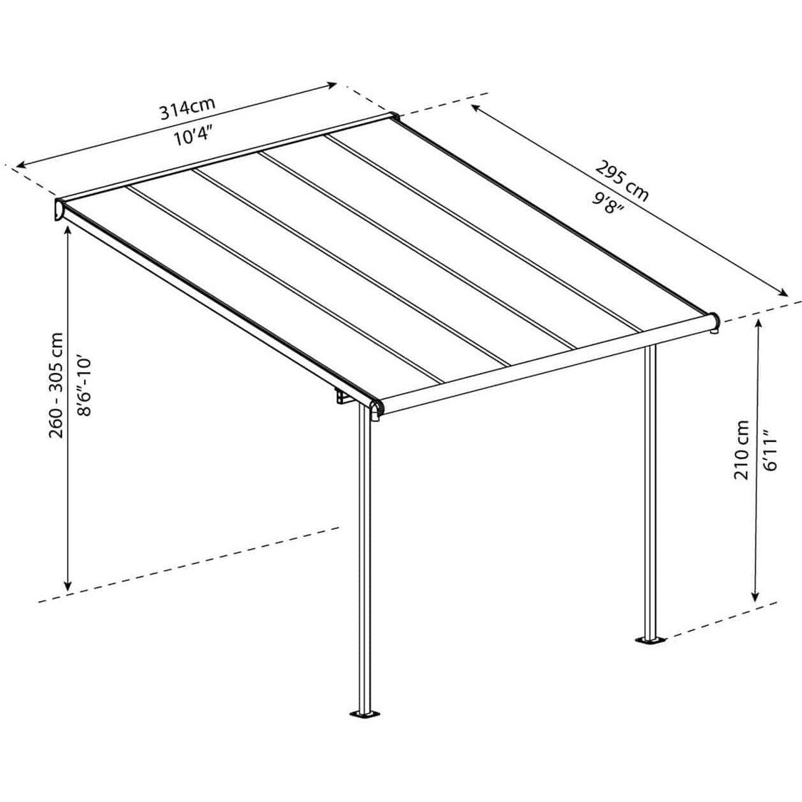 Canopia By Palram Sierra Patio Cover 3m x 3.05m Grey Clear