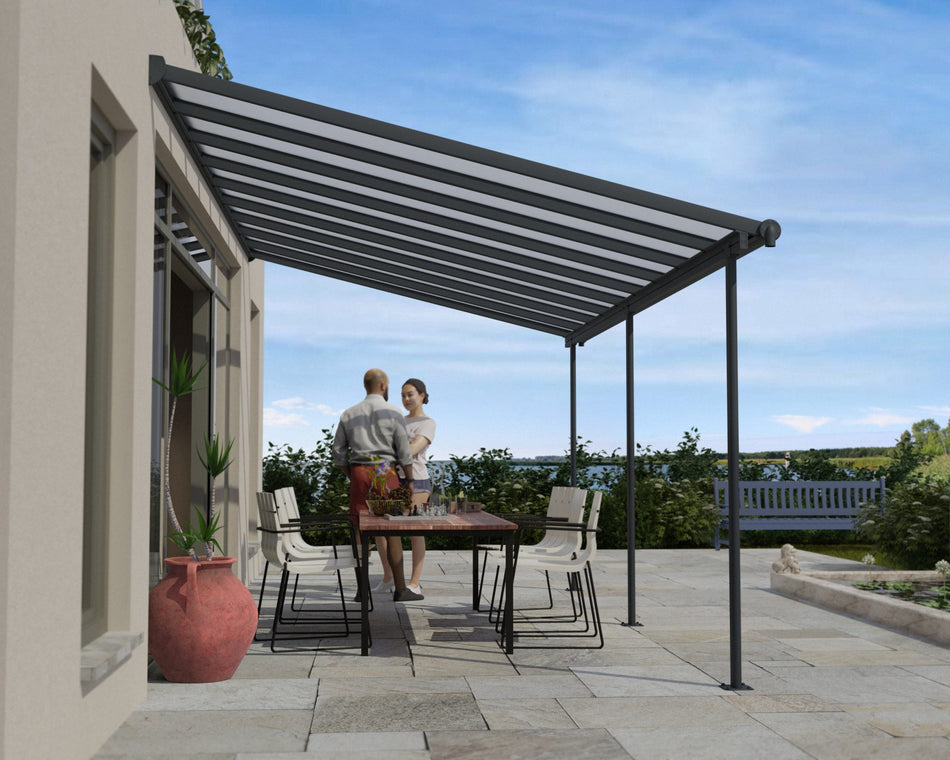 Sierra Aluminium 3m x 7.3m Grey Polycarbonate Patio Cover - Canopia By Palram 