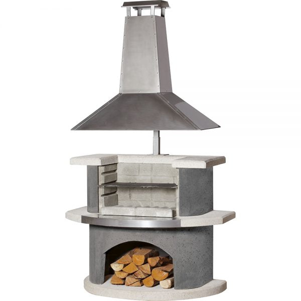 Buschbeck Zurich Masonry Wood Fired BBQ with Stainless Steel Hood