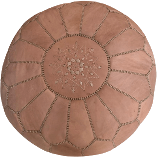 Moroccan Leather Pouf in Tan Brown