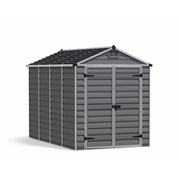Palram Canopia Skylight Shed 6x10 Dark Grey on white background