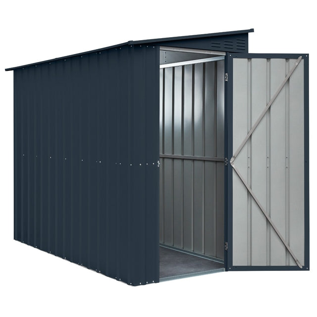 Globel 4x8ft Lean-To Metal Garden Shed - Anthracite Grey