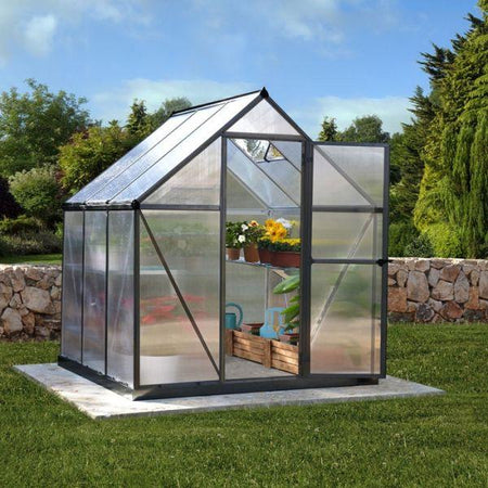 Mythos Aluminium Frame 6ft x 6ft Grey Polycarbonate Greenhouse - Canopia by Palram
