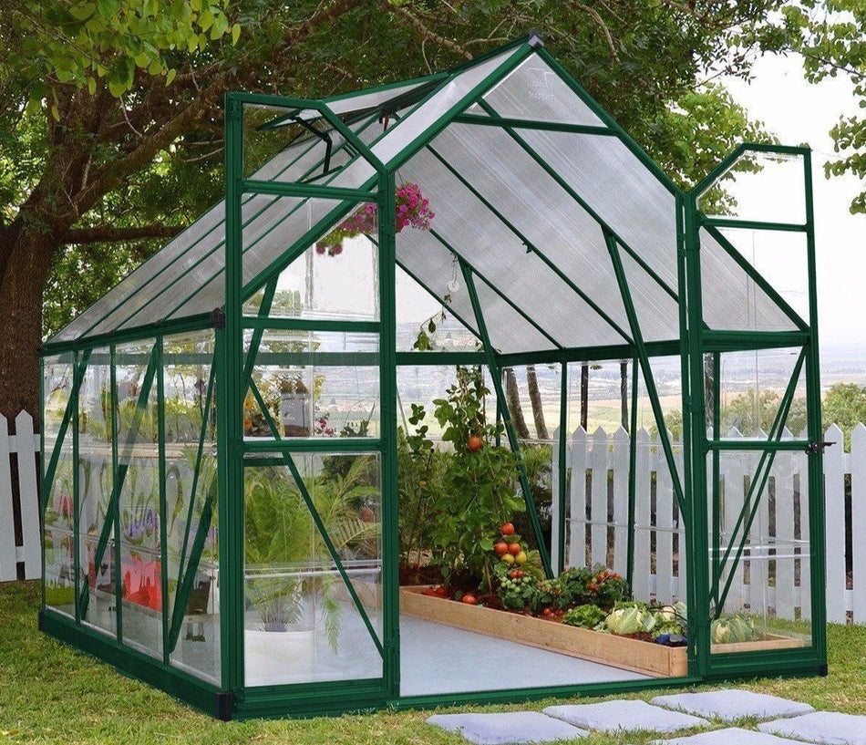 Balance Aluminium Frame 8ft x 8ft Polycarbonate Greenhouse in Green - Canopia by Palram