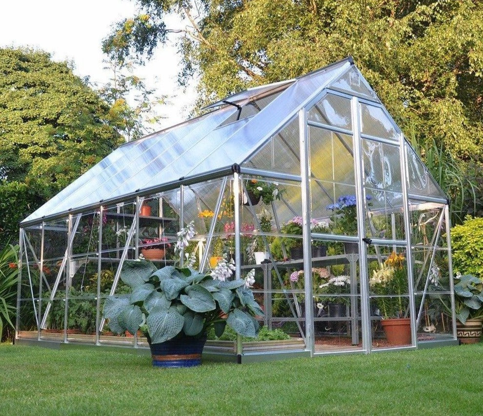 Balance Aluminium Frame 8ft x 12ft Polycarbonate Greenhouse in Silver - Canopia by Palram