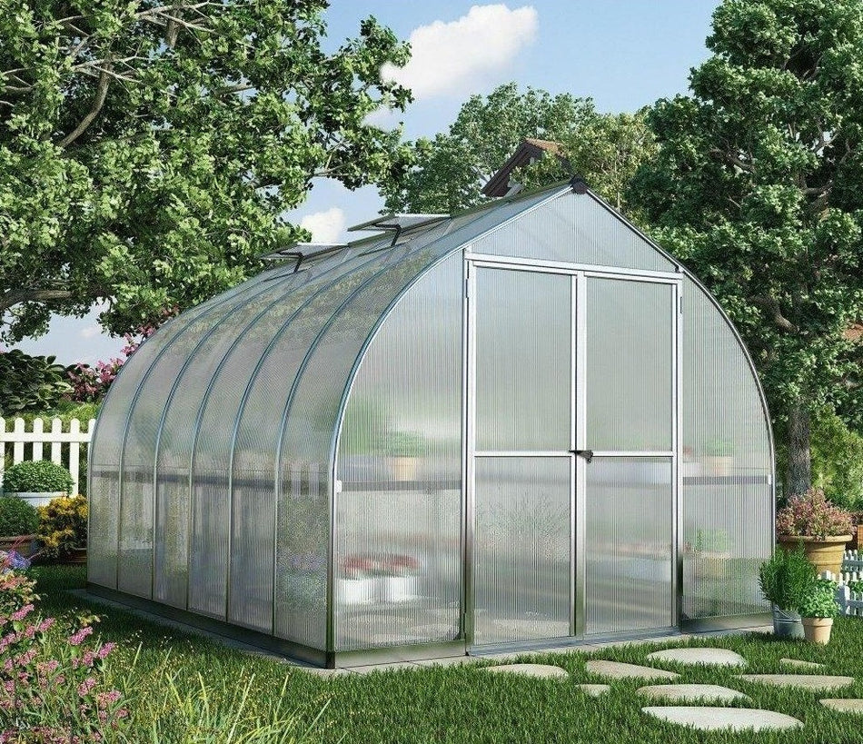 Bella Aluminium Frame 8ft x 12 ft Polycarbonate Greenhouse in Silver - Canopia by Palram
