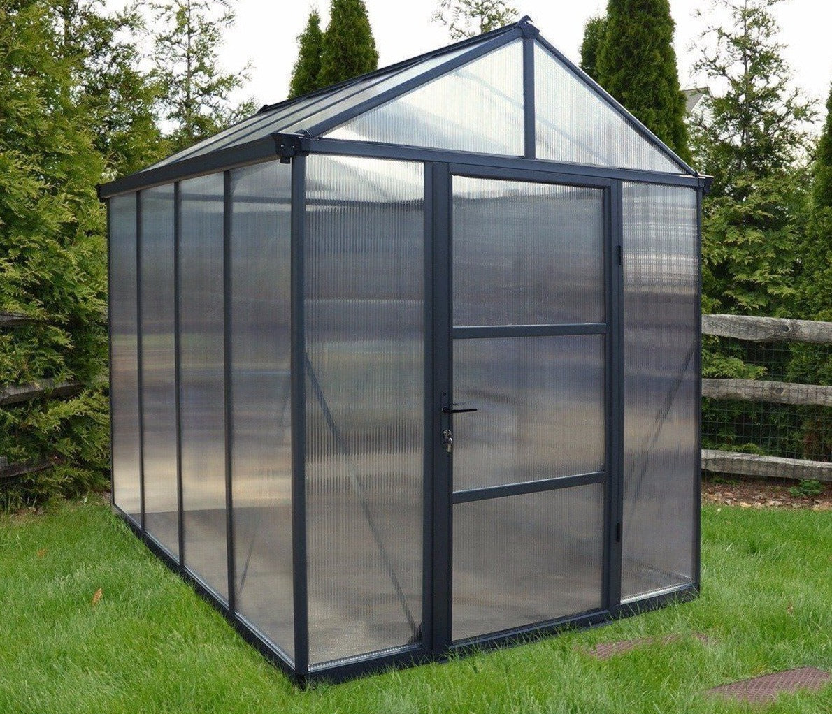 Glory Aluminium Frame 6ft x 8ft Premium Polycarbonate Greenhouse in Grey - Canopia by Palram