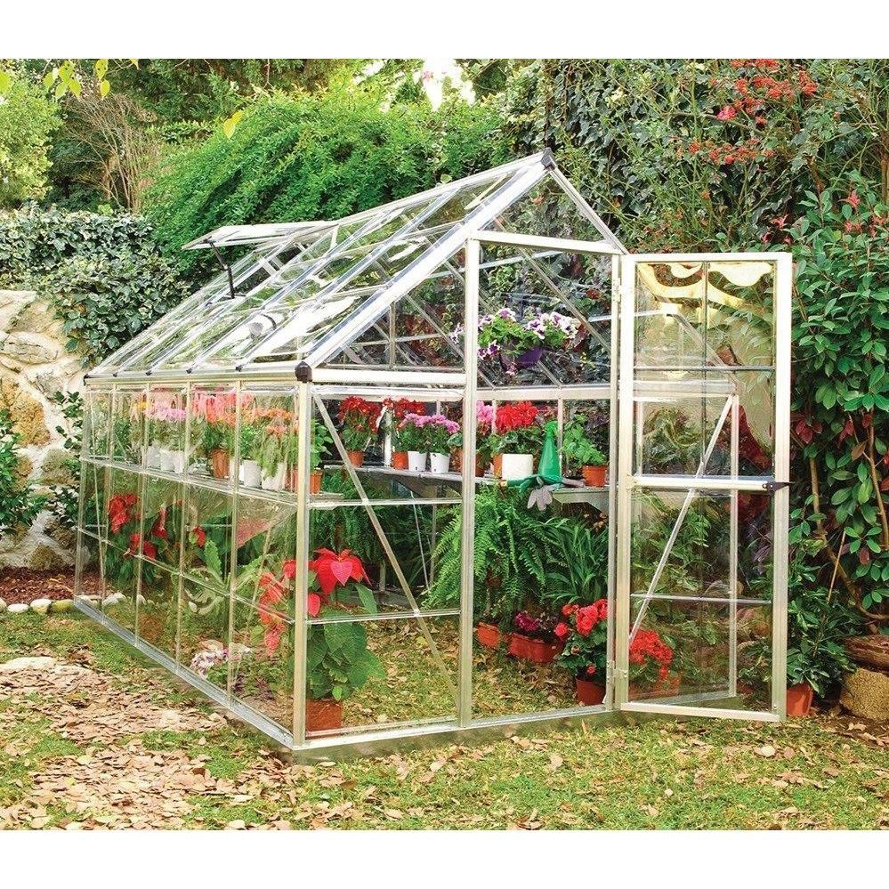 Harmony Aluminium Frame 6ft x 10ft Silver Polycarbonate Greenhouse - Canopia by Palram