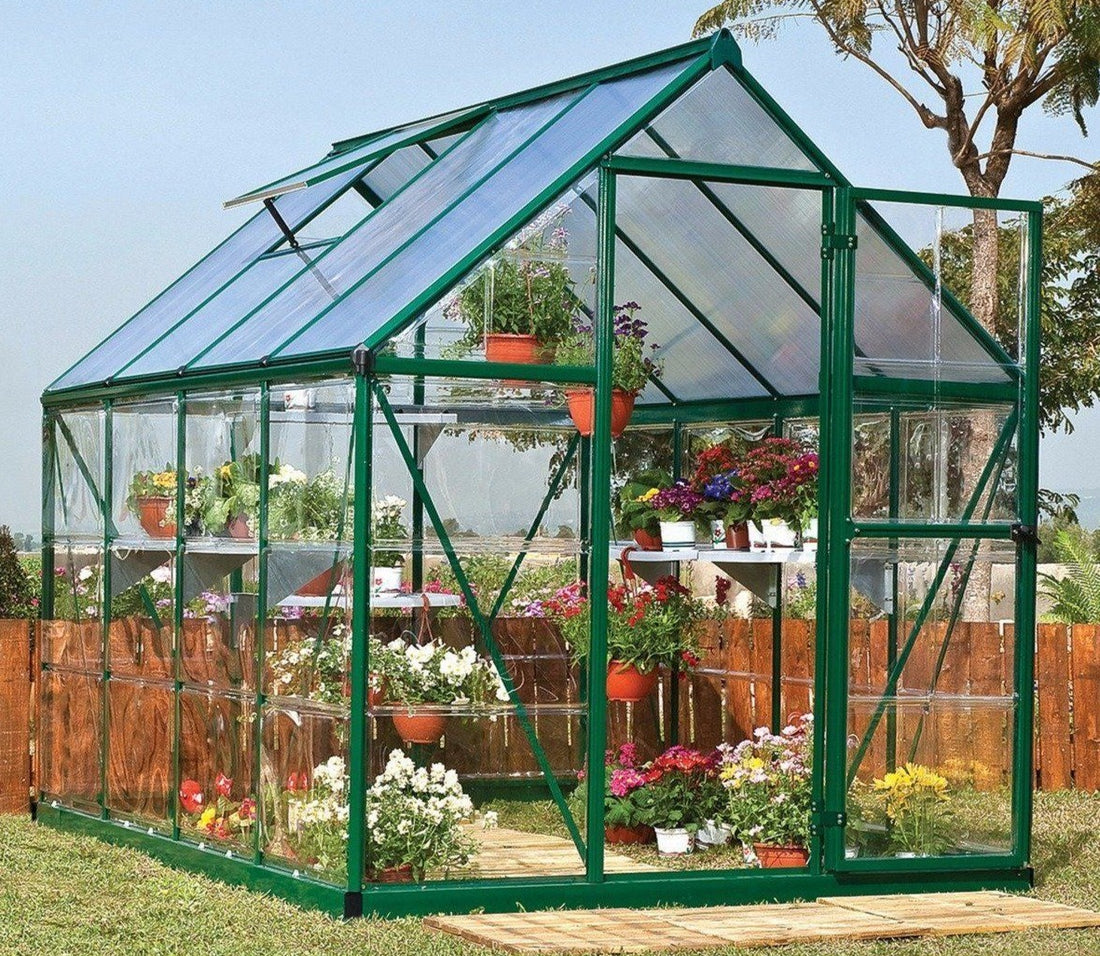 Hybrid Aluminium Frame 6x8 Green Polycarbonate Greenhouse