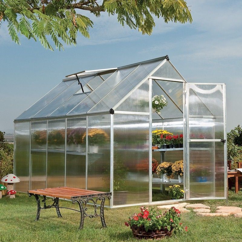 Palram Canopia Mythos 6x10 Silver Greenhouse with Twin wall panels