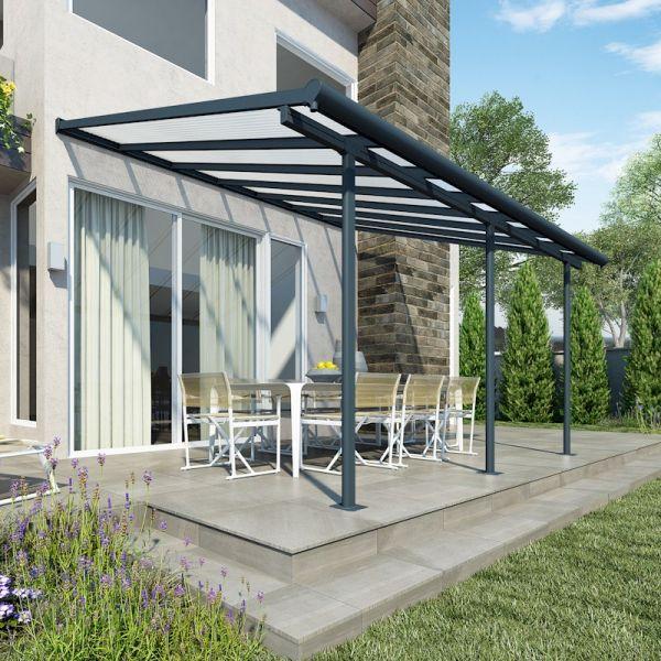Sierra Aluminium 3m x 4.25m Grey Polycarbonate Patio Cover - Canopia By Palram 