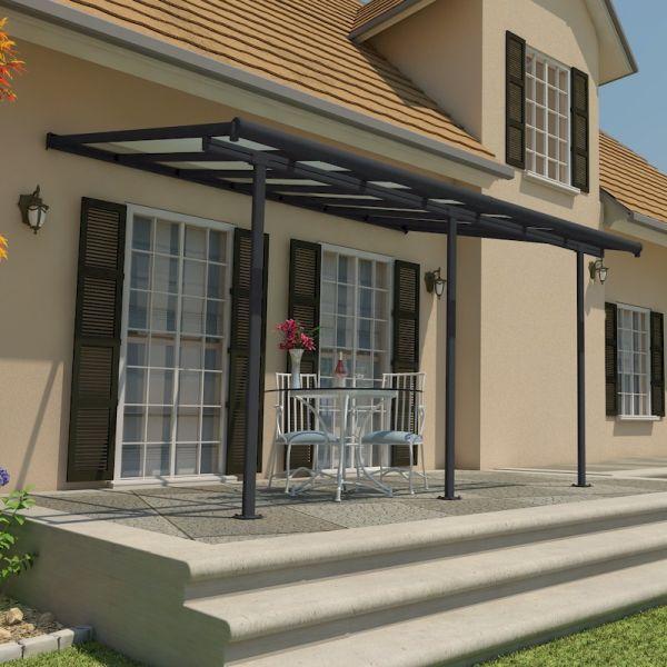 Sierra Aluminium 3m x 4.25m Grey Polycarbonate Patio Cover - Canopia By Palram