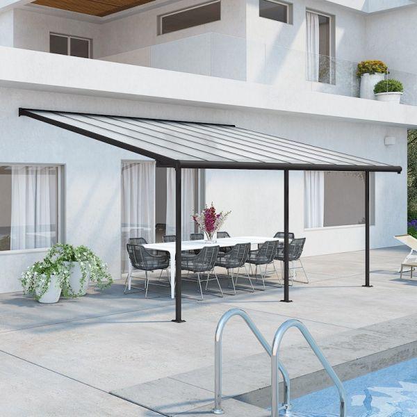 Sierra Aluminium 3m x 5.46m Grey Polycarbonate Patio Cover - Canopia By Palram 