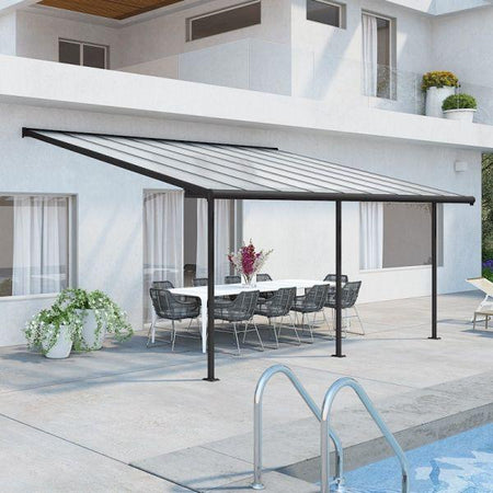 Sierra Aluminium 3m x 5.46m Grey Polycarbonate Patio Cover - Canopia By Palram 