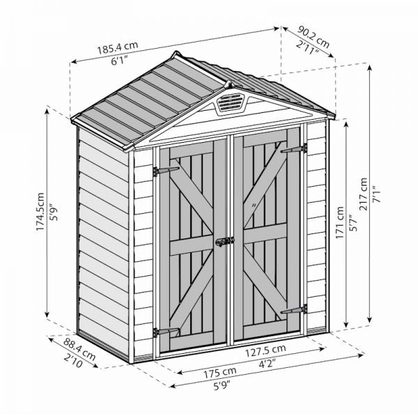 Palram Canopia Skylight Shed 6x3 Tan
