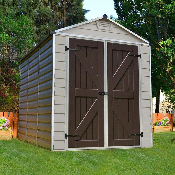 SkyLight Plastic 6x8 Tan Apex Garden Shed