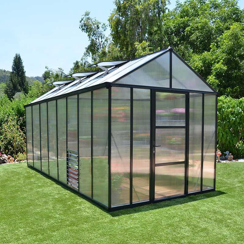 Glory Aluminium Frame 8ft x 16ft Premium Polycarbonate Greenhouse in Grey - Canopia by Palram