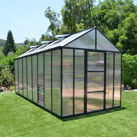 Glory Aluminium Frame 8ft x 16ft Premium Polycarbonate Greenhouse in Grey - Canopia by Palram