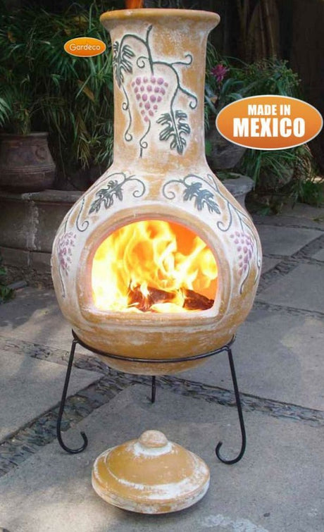 Gardeco Extra  Large Mexican Grapes chimeneas in yellow
