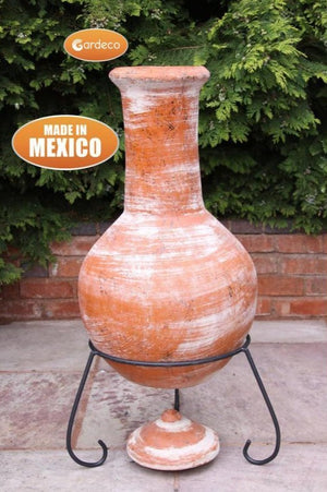 Gardeco Sol XLarge Mexican Clay Chimenea in rustic orange