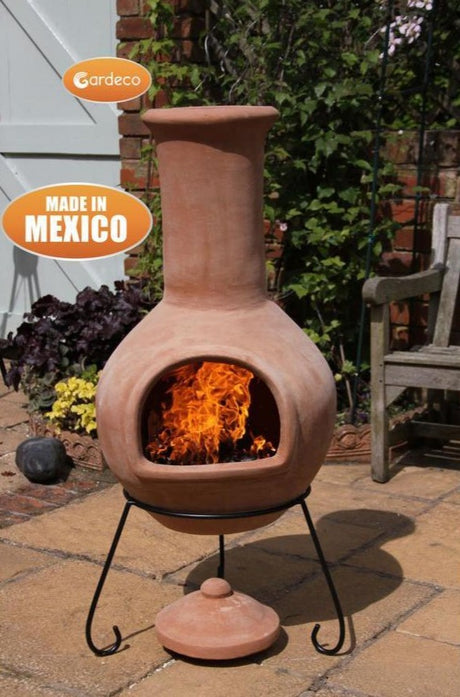 Gardeco Colima XL Mexican Chimenea in natural terracotta