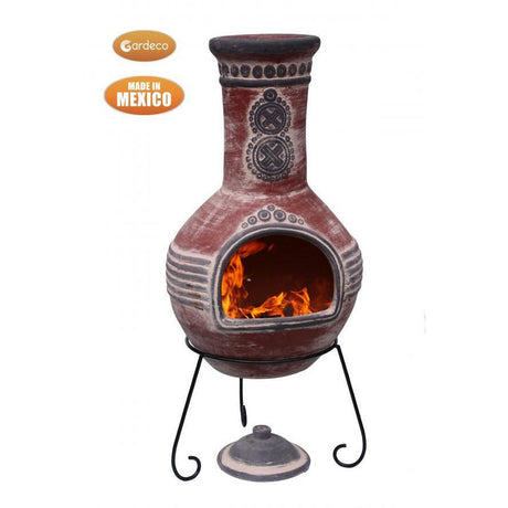 Gardeco Azteca XL Mexican Chimenea in red with grey mouth and top