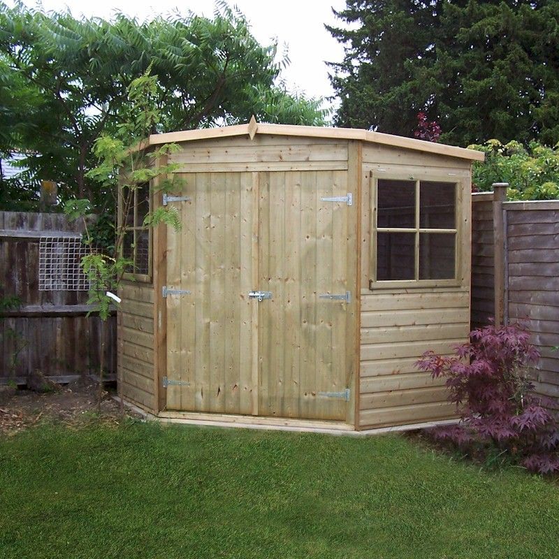 Shire 7x7 Pressure Treated Corner Shed with Double Doors