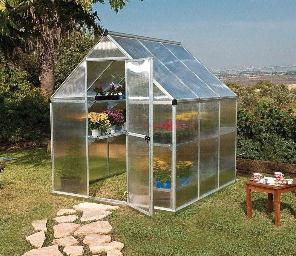 Palram Canopia Mythos 6x6 Silver Greenhouse with Twin wall panels