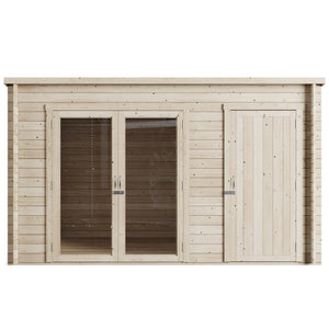 Store More Darton Pent Log Cabin Summerhouse with Side Store - 12ft x 8ft