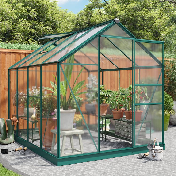 Rosette Hobby Aluminium Polycarbonate Greenhouse 6x8