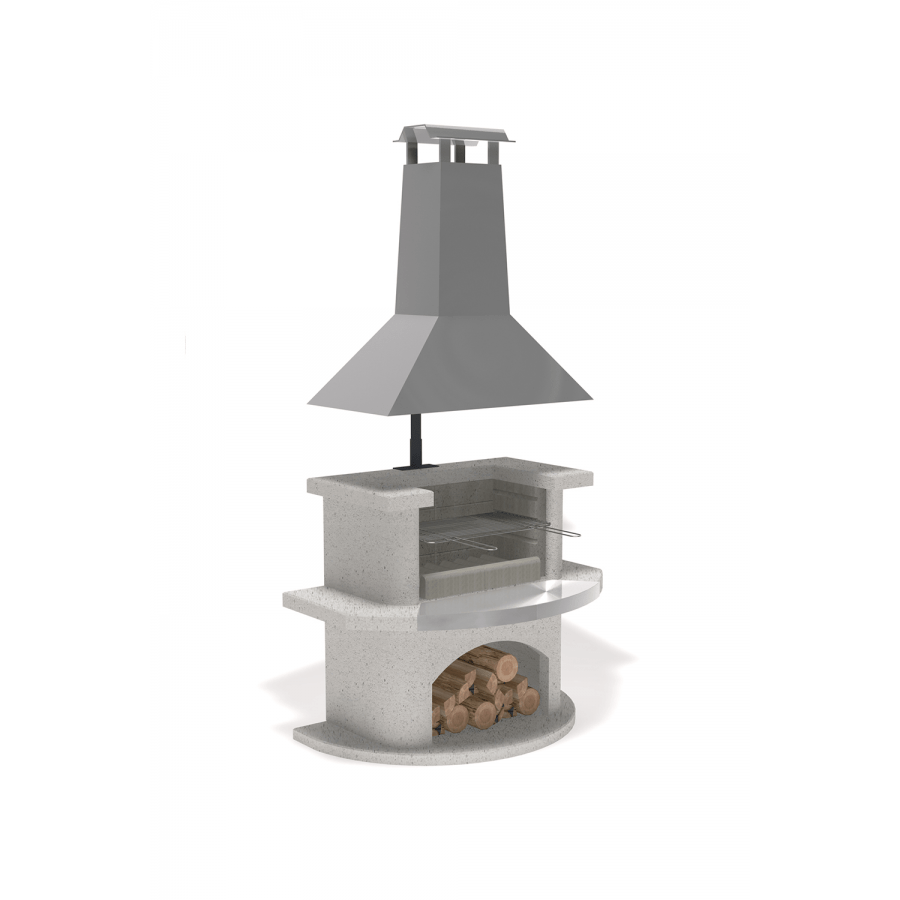 Buschbeck Venedig Masonry Wood Fired BBQ with Stainless Steel Hood