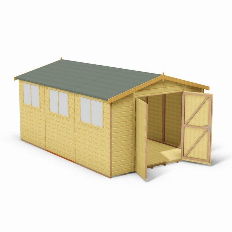 Shire 10x15 Atlas Shiplap Garden Shed with Double Doors