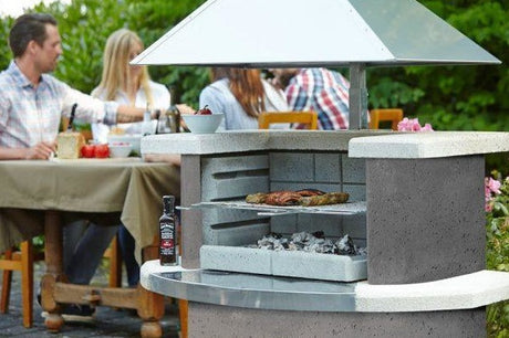Buschbeck Zurich Masonry Wood Fired BBQ with Stainless Steel Hood